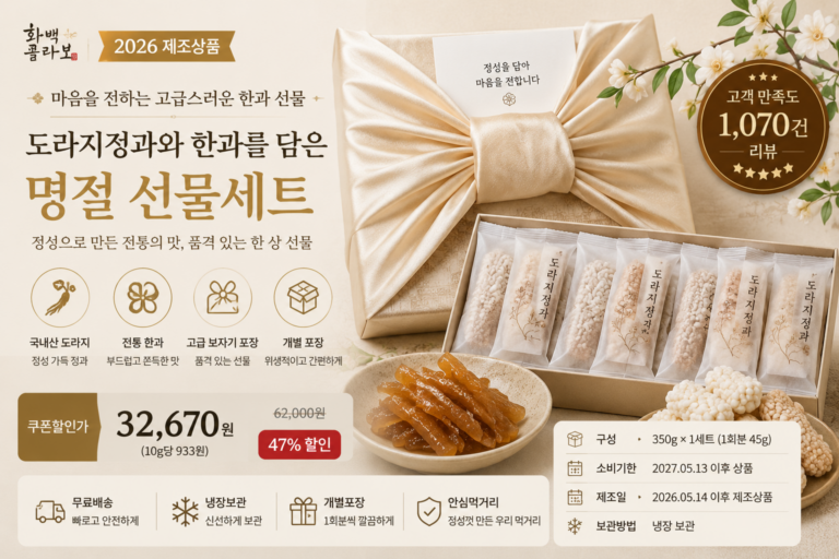3만원대 화백콜라보 도라지정과 한과 설 추석 명절 선물세트
