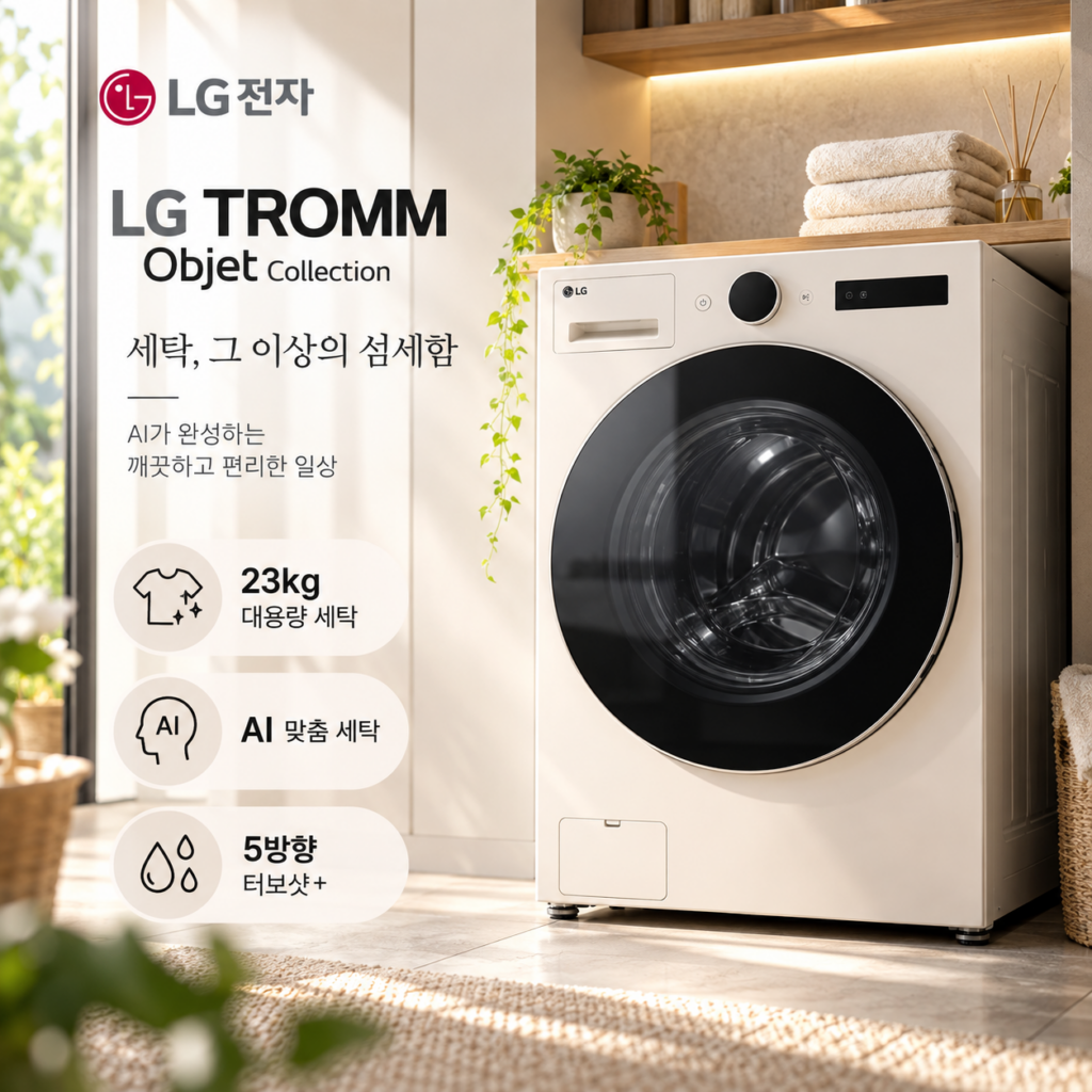 LG전자 트롬 오브제컬렉션 세탁기 23kg 네이처 베이지 FX23ENER 방문설치 제품 이미지