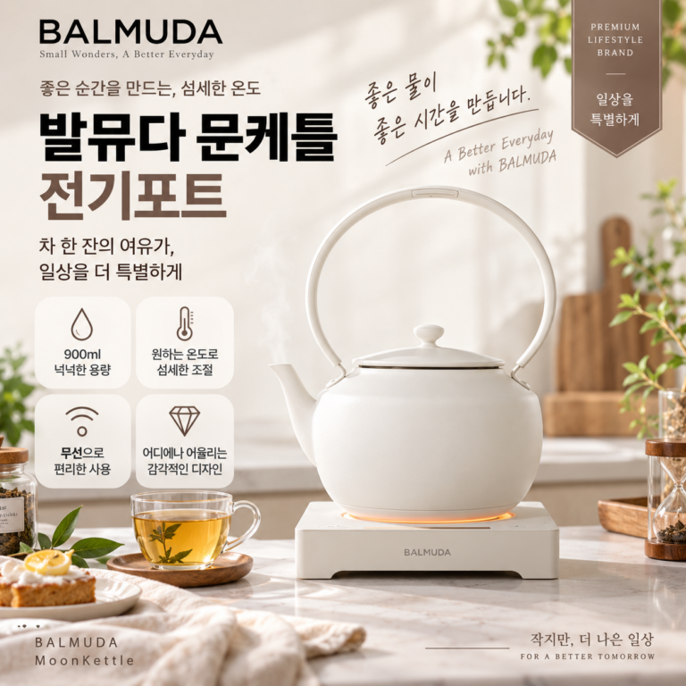 발뮤다 문케틀 강민경 전기주전자 전기포트 화이트 KPT02KR-WH