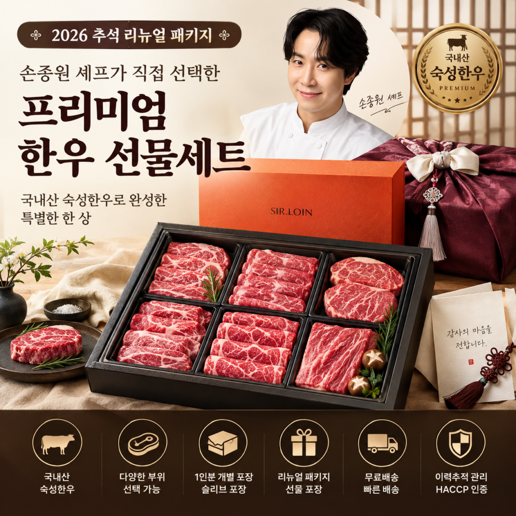 2026 추석 선물세트 [손종원 PICK] 설로인 투뿔 한우 소고기 선물 세트 구이용 명절 추석 설 어버이날 마블링 제품 이미지
