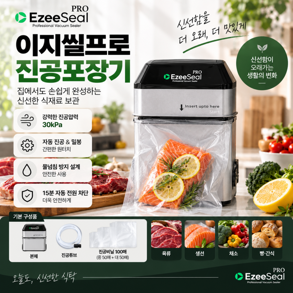 이지씰프로 세로 진공포장기 음식 가정용 실링기 압축기 밀봉 2중실링 제품 이미지