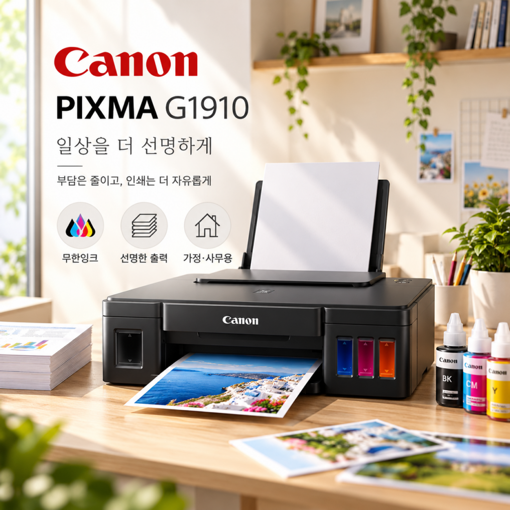 캐논 PIXMA 무한 잉크젯 G1910 가정용 사무실 프린터 추천 제품 이미지
