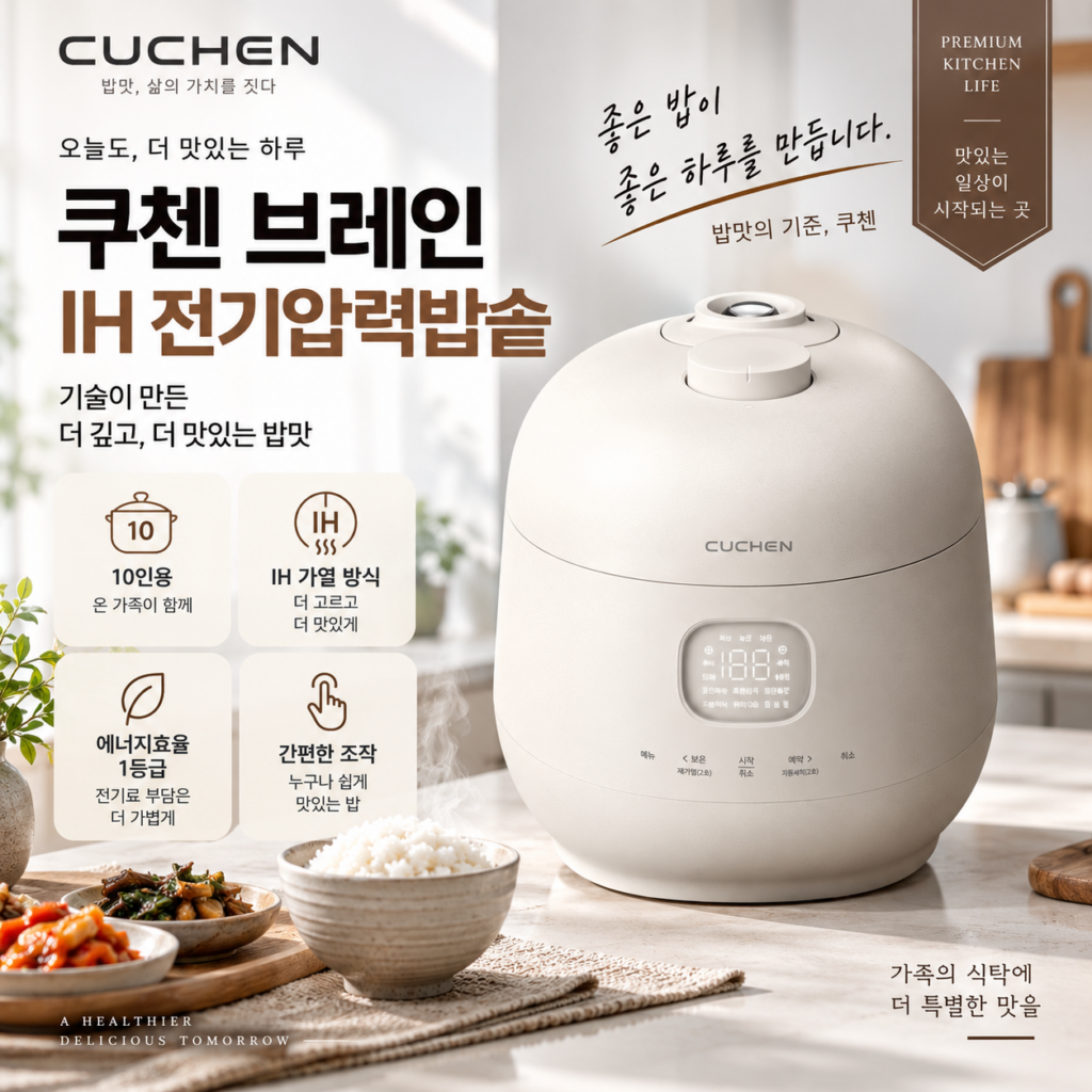 쿠첸 브레인 IH 전기압력밥솥 전기 밥솥 추천 10인용 CRH-TWK1070W 제품 이미지