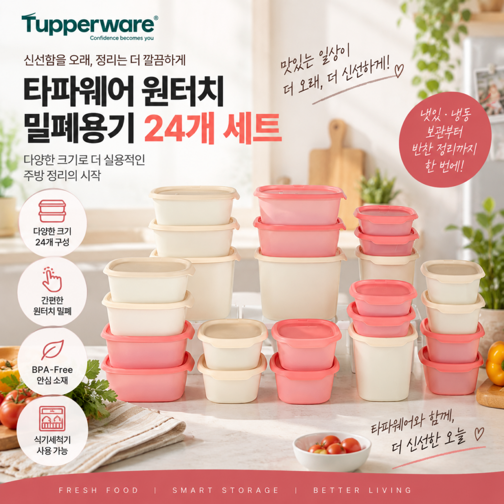 타파웨어 실속구성 원터치 밀폐용기 반찬통 냉동냉장 보관용기세트 24개 제품 이미지