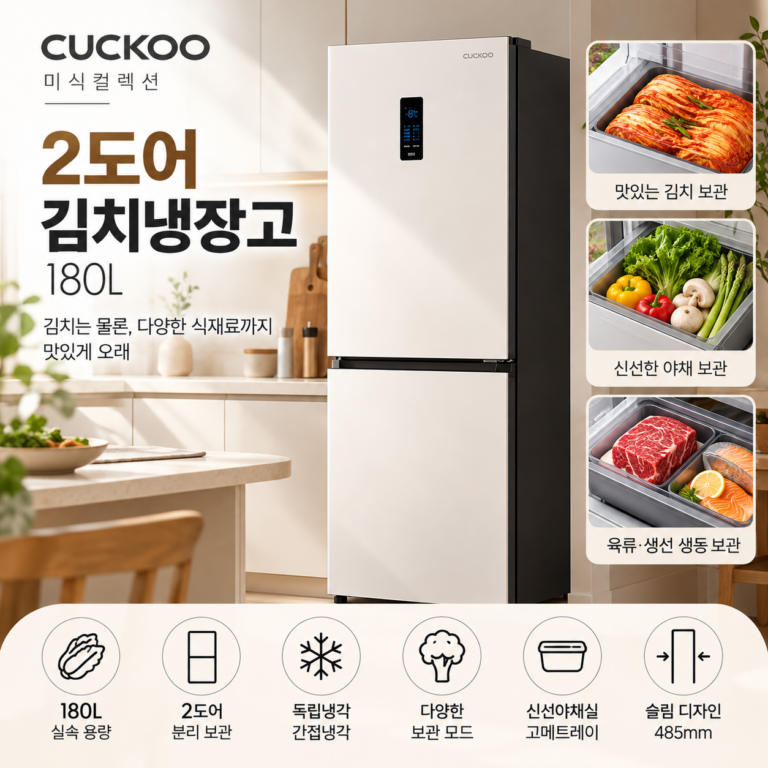 쿠쿠전자 미식컬렉션 2도어 김치냉장고 180L CKR-DFFD1830MGW 그레이스화이트