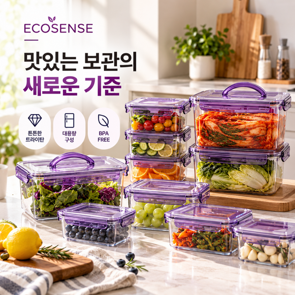 김용빈 추천 에코센스 히트락 올트라이탄 밀폐용기 핸들형 김치통 대용량 반찬통 추천 9종 최저가 세트 제품 이미지